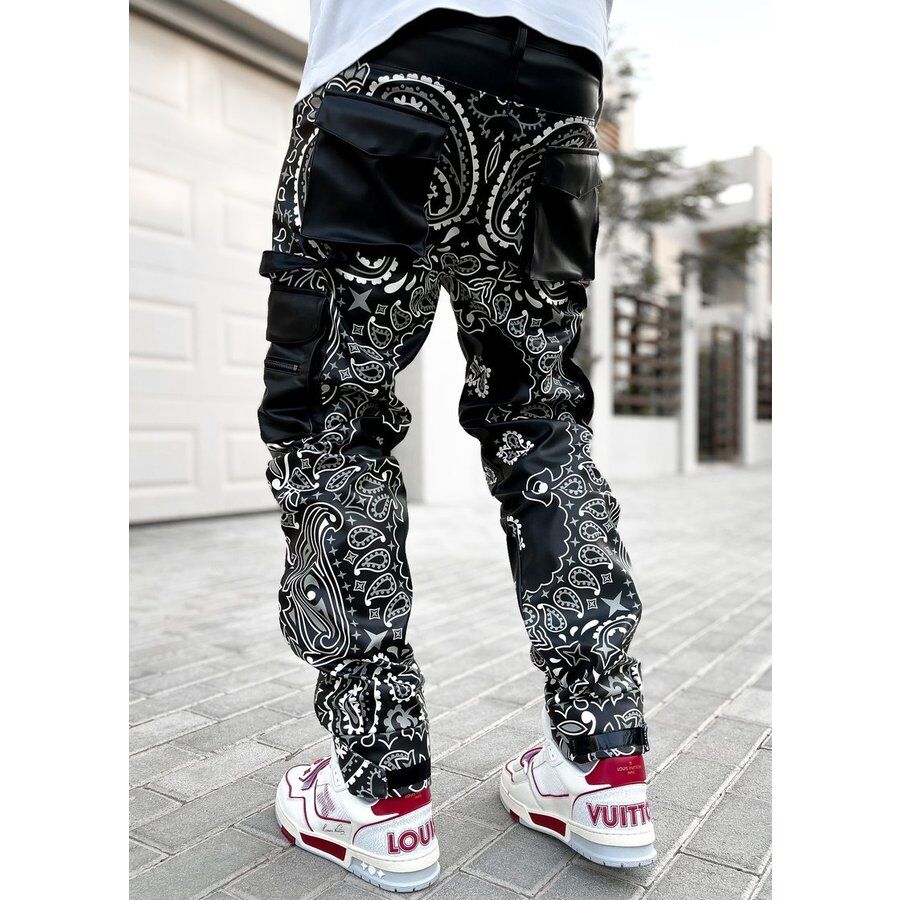 GUAPI/ Paisley Leather Cargo pants | BINGOSTAR