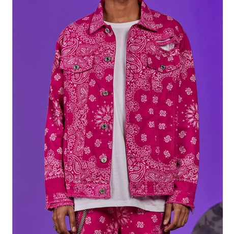 BOOHOO/BANDANA Denim Jacket PINK
