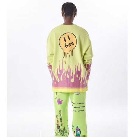 FNTY/Flying FLAME Crewneck NEON YELLOW