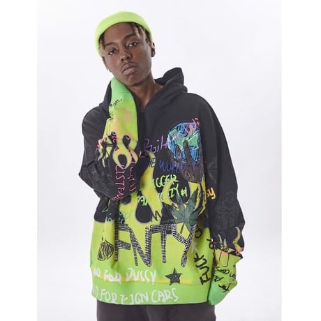 FNTY/Flying FLAME Hoodie FADED BLACK