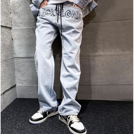 BLACK BLOND/BORDER GRAFFITI SMILE LOGO DENIM (BLUE)