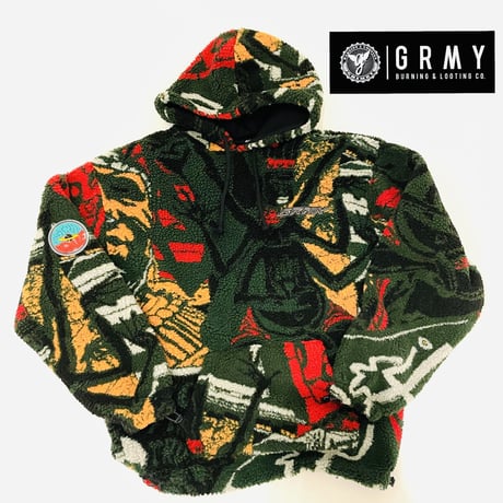 GRMY/OVER SHERPA BOA HOODIE "Army Green"