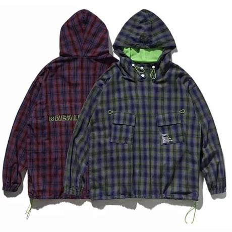 WOSS.official/Plaid Anorak Jacket GREEN