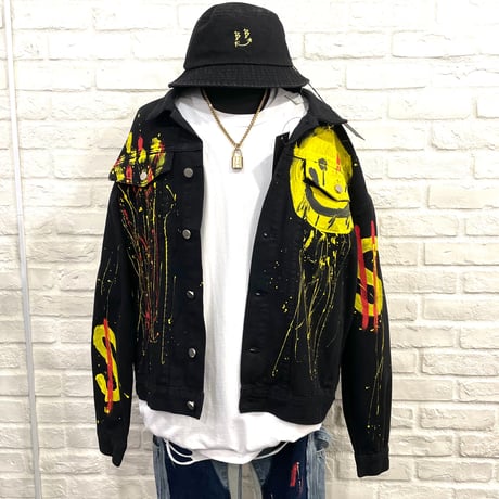 Mismatch NYC/smile paint denim jacket