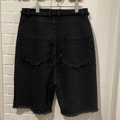 Mismatch NYC/BLACK Rhinestone Denim  Shorts