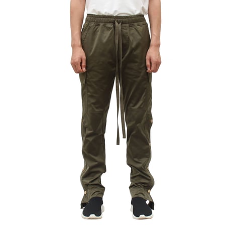 URKOOL/Nylon Cargo Snap PantsーOLIVE