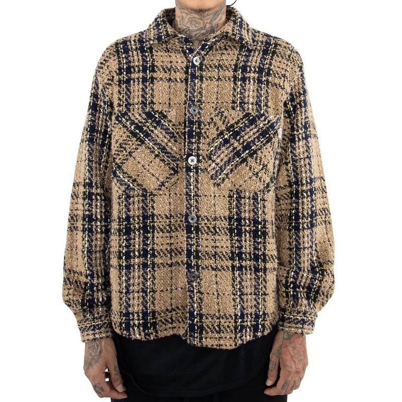 注目ショップ・ブランドのギフト EPTM/Tweed Heavy Flannel shirt KHAKI | BINGOSTA トップス