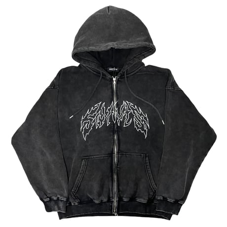 SAINT PAIN/Metal Logo wash Zip hoodie