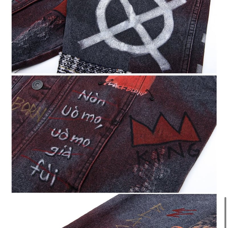 BLACK BLOND/CUSTOM Denim Jacket(Washed Black） |