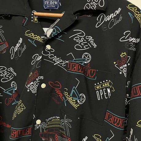 RE NEW/Neon 80s summer shirts  "BLACK"