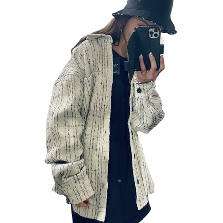 Mismatch NYC/Oversized Tweed shirts  jacket CREAM