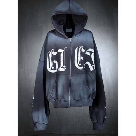 By The R/ Spray ZipUp Hoodie  BLACK