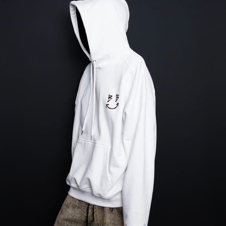 BLACK BLOND/BB logo smile  Hoodie  WHITE