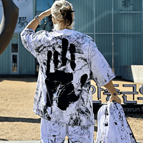By The R/ Hand Paint Tshirts  WHITE