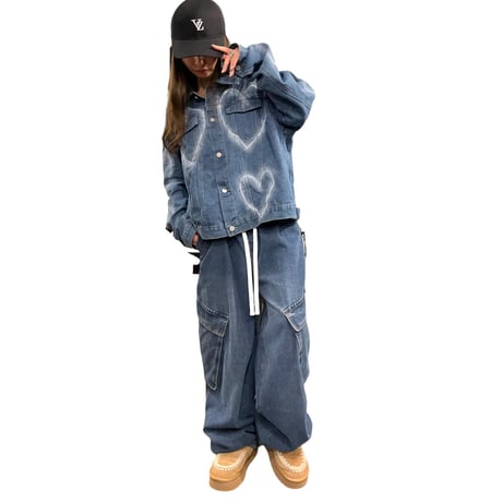 By The R/ Snap Wide Cargo Denim  BLUE