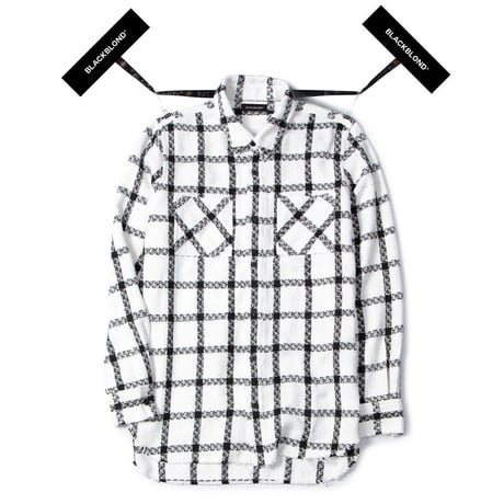 BLACK BLOND/Tweed Long Shirts WHITE
