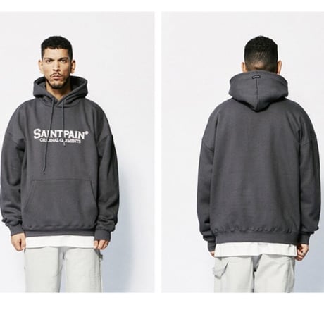 SAINT PAIN/ Logo Hoodie CEMENT