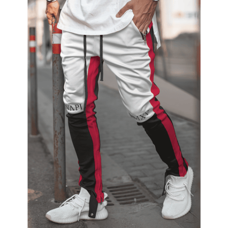 GUAPI/Biker Track Pants　BLACK White