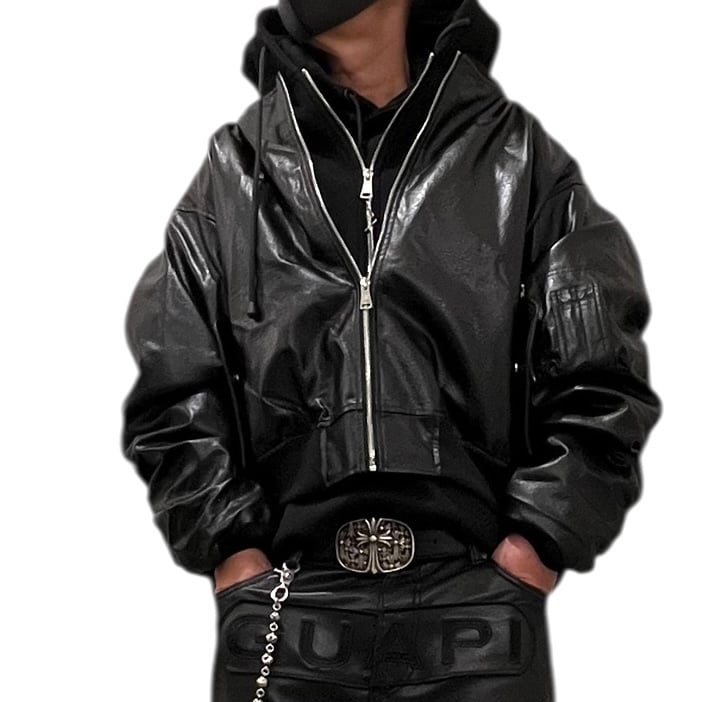 ジャケット・アウター mismatch new york Mismatch NYC/Oversized Hooded Leather Jacket |