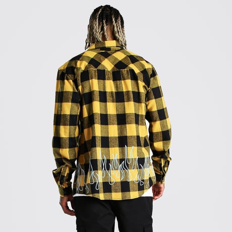 BOHOO /Flame Check shirts Yellow