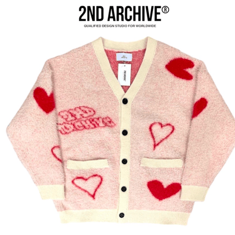 2nd archive/ Mohair Heart Knit Cardigan  "Cream"
