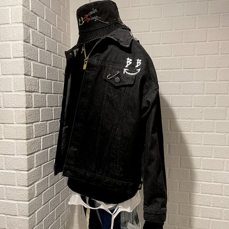 BLACK BLOND/BBD  Smile  logo Black Denim Jacket