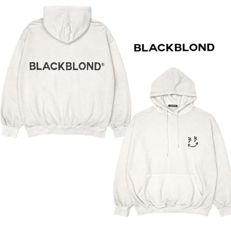 BLACK BLOND/BB logo smile  Hoodie  "IVORY"