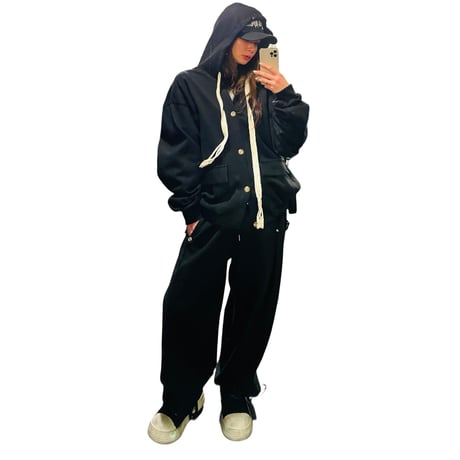 By The R/ Button Up SET UP  BLACK (2Sets)