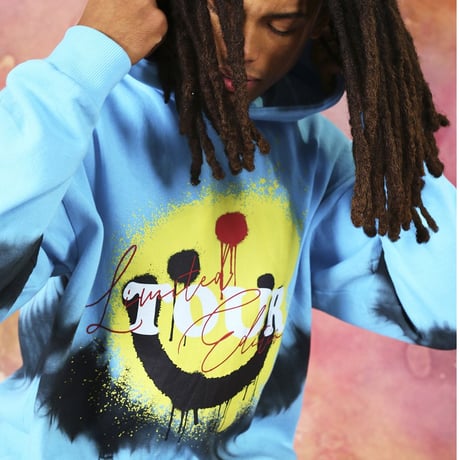 BOOHOO /Drip face tie die hoodie BLUE