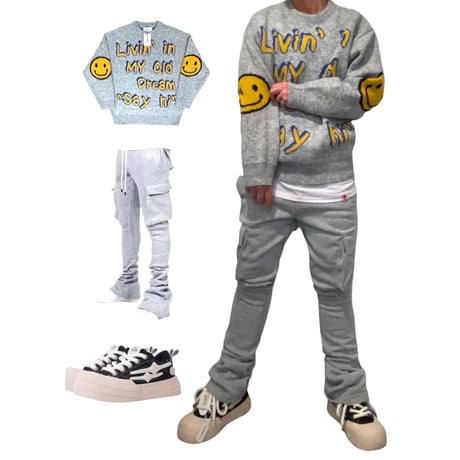 2nd archive/ Smile lettering knit "Gray"