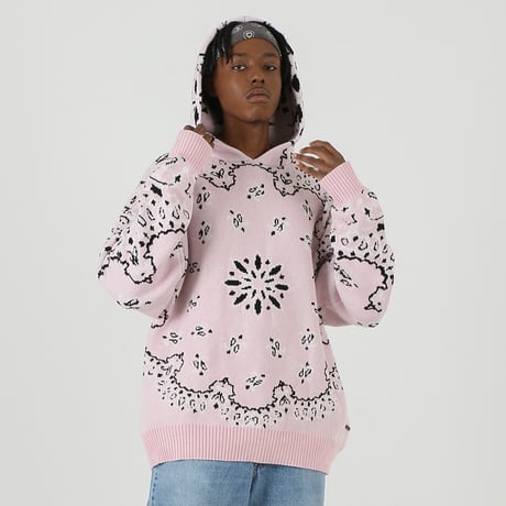 FNTY/Knitted Paisley  Hoodie  "PINK "