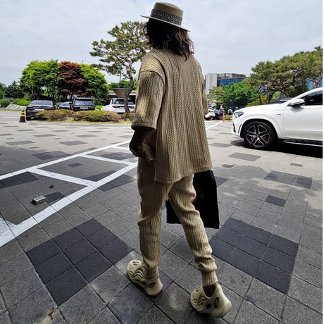 By The R/ Summer Knit Vneck SET UP "BEIGE"