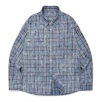 SAINT PAIN/ Flannel Checked Over Dyed Shirts "BLUE"