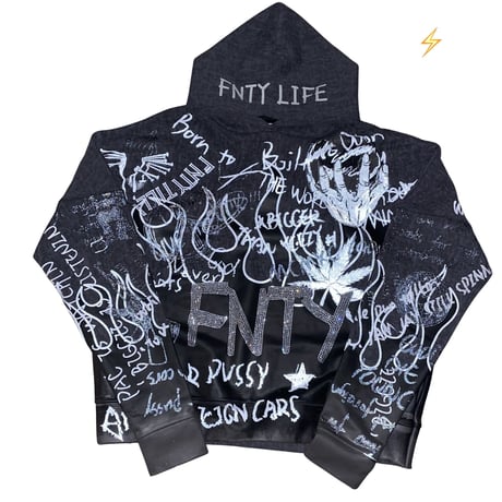 FNTY/Flying FLAME Hoodie "WASHED BLACK"