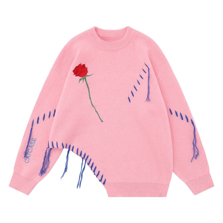 WOSS.official/Rose oversize knit (Black/Pink)