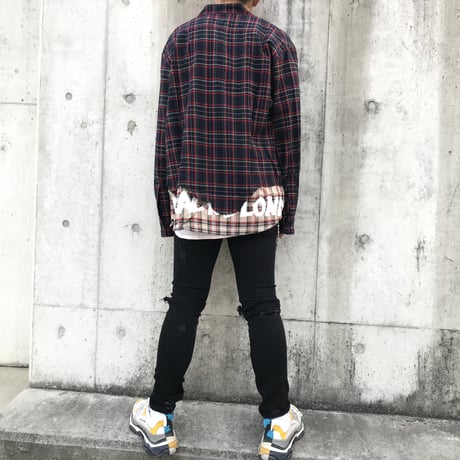 BLACK BLOND/Layered check shirts NAVY
