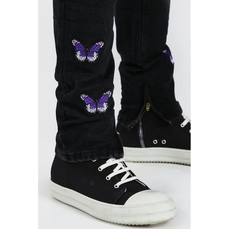 BOOHOO /BUTTERFLY denim pants "BLACK"