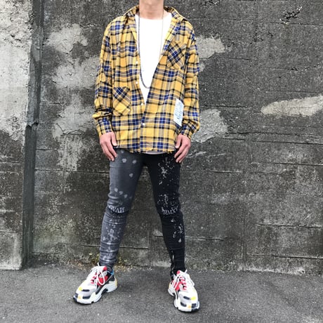 BOOHOO × Migos /Smile Check Shirts　YELLOW
