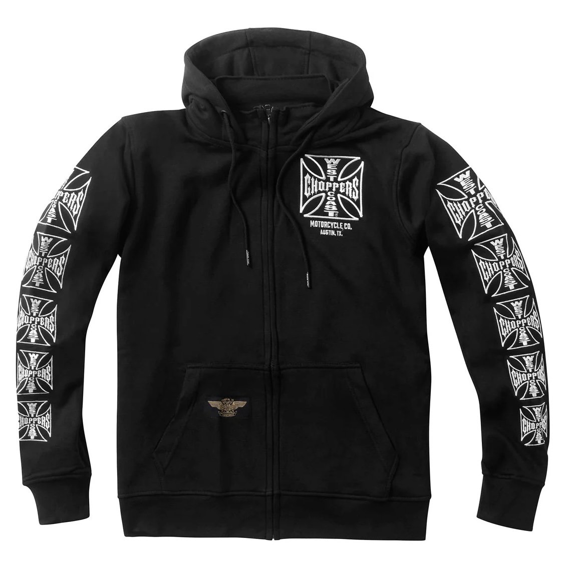 ジップアップパーカー　紺　WEST COAST CHOPPERS 刺繍ロゴ ジップアップパーカー 紺 WEST COAST CHOPPERS 刺繍ロゴ West