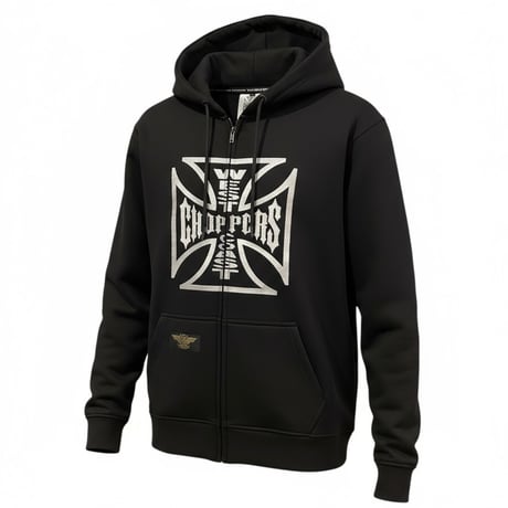 West Coast Choppers/ W.C.C embroid Zip Up Hoodie "BLACK"