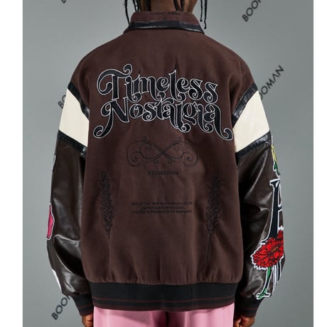 BOOHOO /Flower Baseball Jacket BROWN