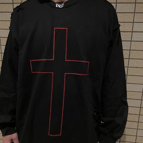 Mismatch NYC/Cross damage crewneck   BLACK