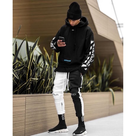 GUAPI/FUSION Track Pants　BLACK×WHITE