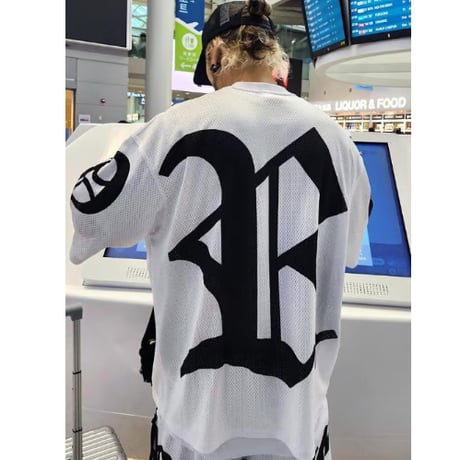 By The R/Big Lettering Mesh Tshirts (Set UP)  WHITE