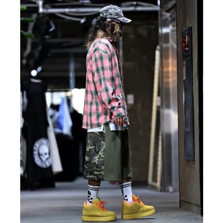 V.O.L.T/ Check washed Long Shirts
