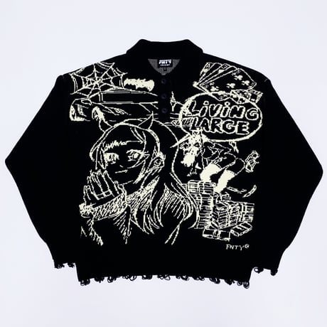 FNTY/Knitted Praying girl Sweater  "BLACK "