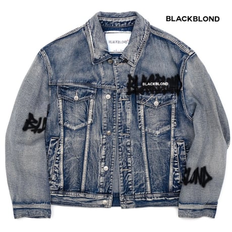 BLACK BLOND/Graffiti Metal Logo Denim Jacket