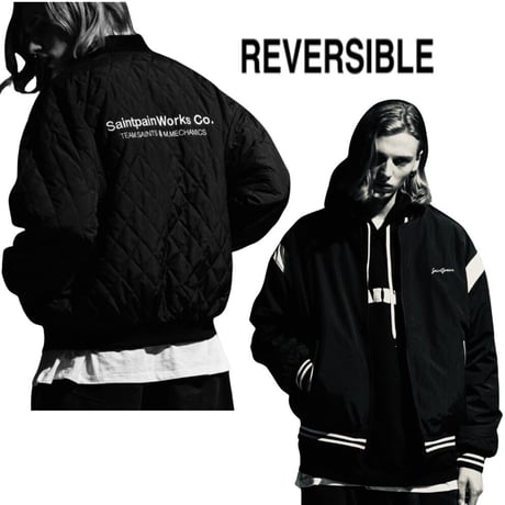 SAINT PAIN/Reversible Varsity Quilting  Jacket