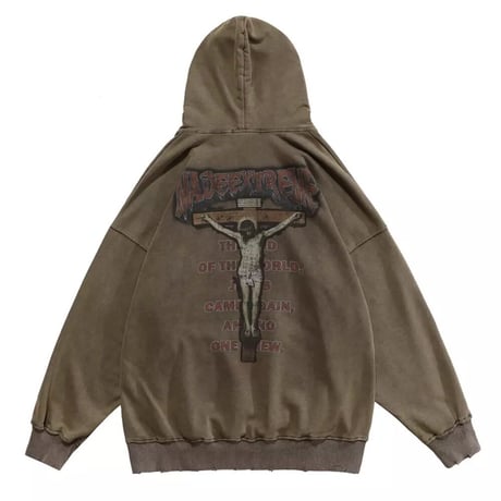 Mismatch NYC/ Christ hoodie "Washed BROWN"