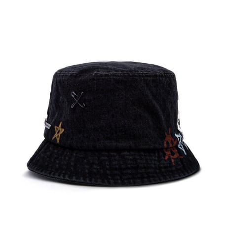 BLACK BLOND/BB Smile denim HAT  "HAND CUSTOM"
